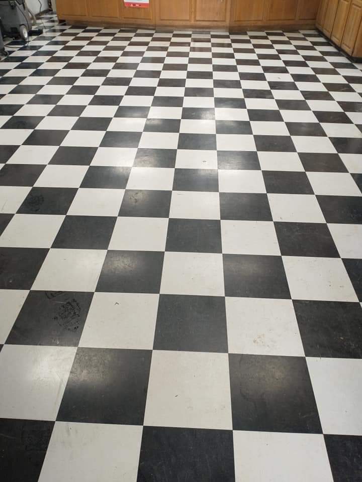 Before hard floor maintenance