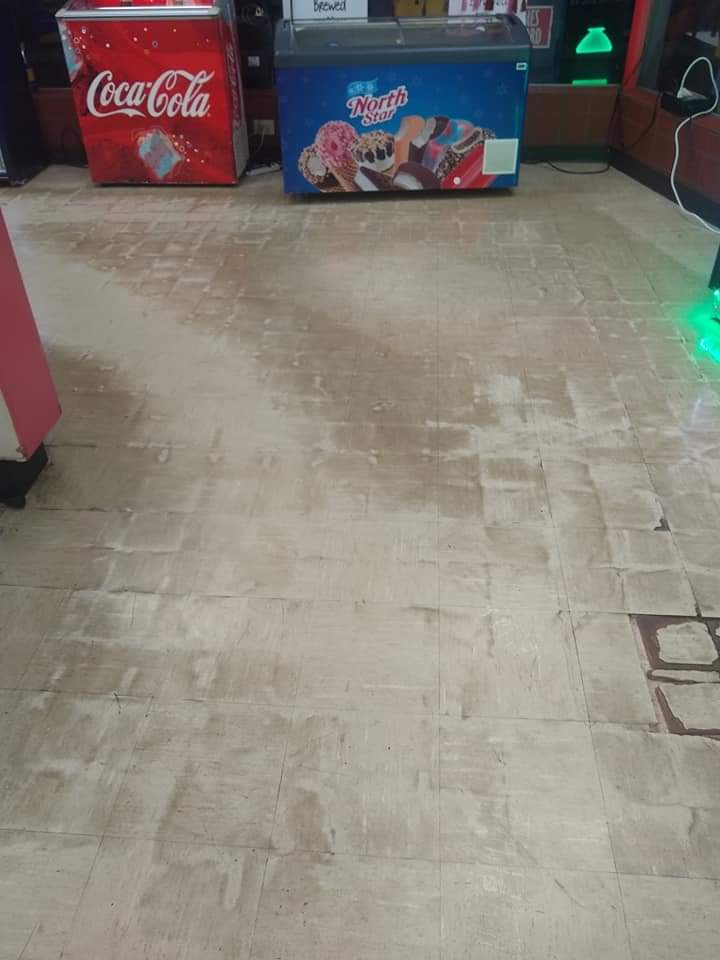 Before hard floor maintenance
