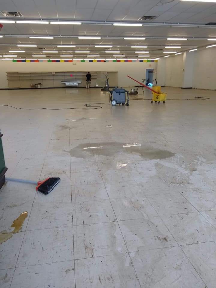 Before hard floor maintenance